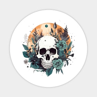 vintage skull in the garden Magnet